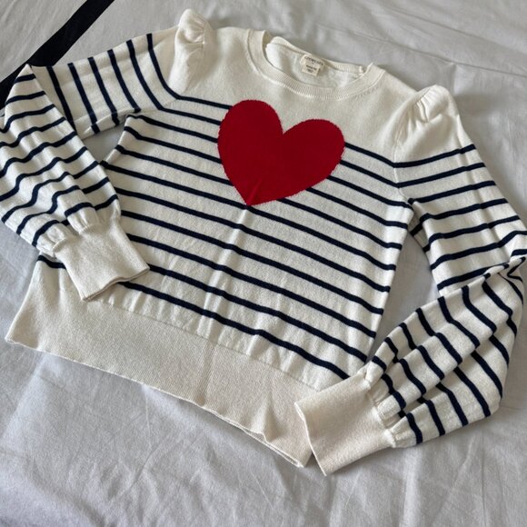 Like NEW J.Crew Girls Striped Heart Sweater XL - Picture 4 of 6